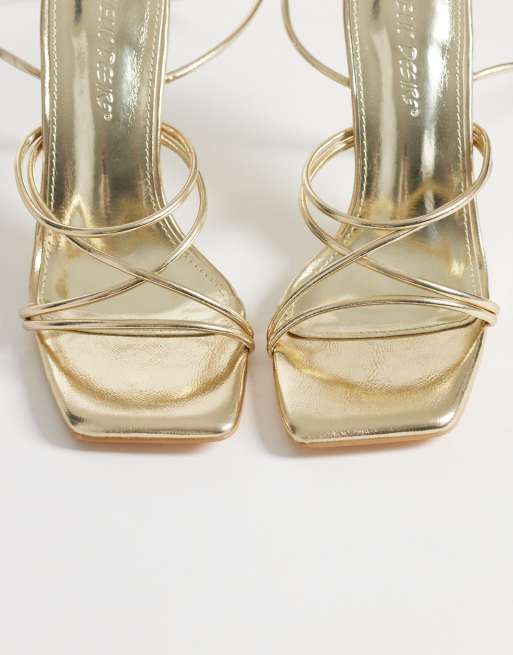 Public Desire Whimsy strappy heeled sandals in gold, 3 of 4