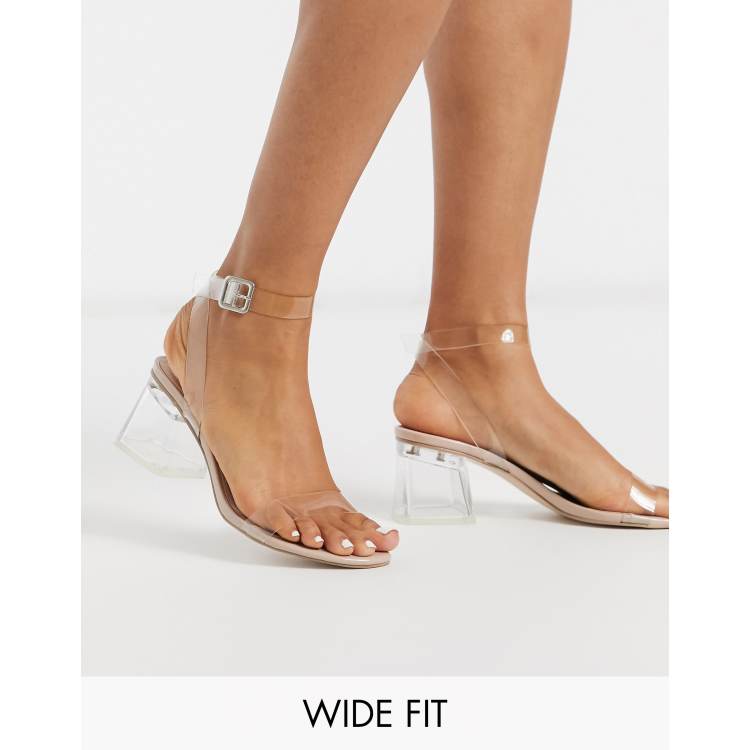 Short clear block online heels