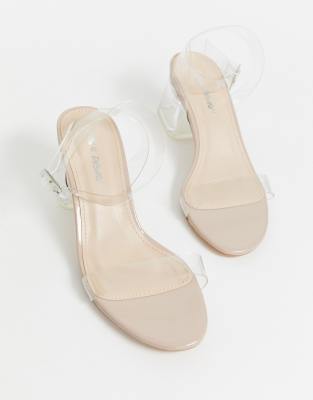 Nude Wide Fit Clear Block Heel Sandal, Shoes