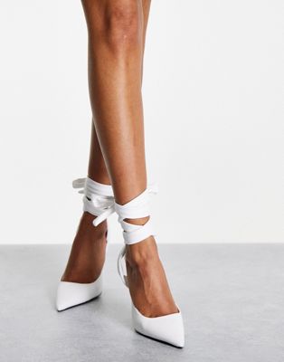 Femme Public Desire Wide Fit - Anushka - Chaussures à talon nouées - Blanc