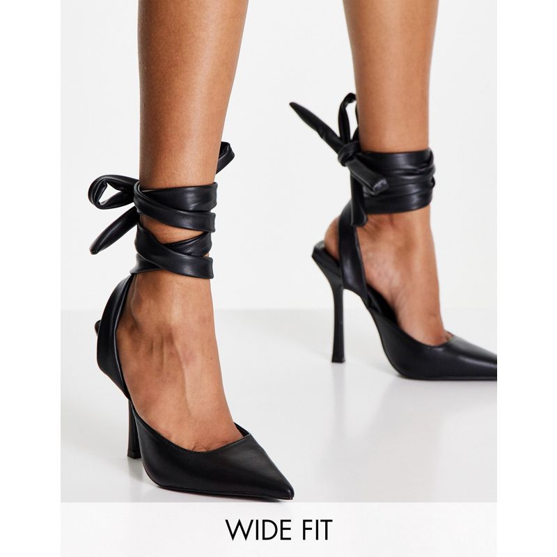 Donna Scarpe con tacco Public Desire Wide Fit - Anushka - Scarpe nere con tacco allacciate alla caviglia