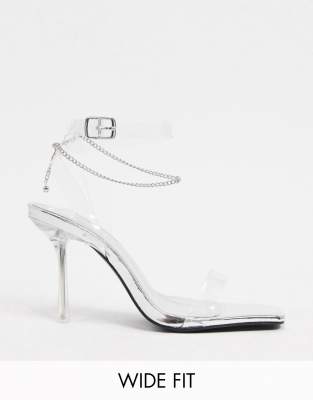 wide fit silver slingback shoes