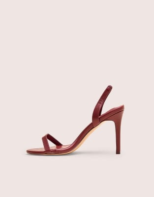  Barely wide fit pu round toe slingback stiletto heels in burgundy