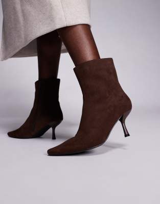 Public Desire Wide Fit Beverly Pointed Toe Heeled Ankle Boots In Multi