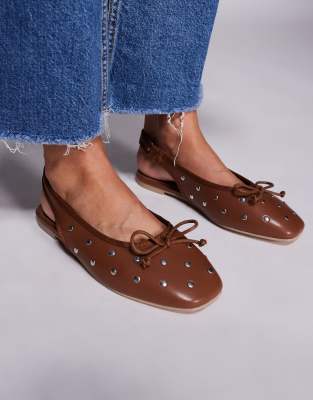 Public Desire Wide Fit Bia Slingback Ballet Flats With Flat Studs