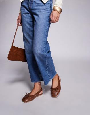 Public Desire Wide Fit Bia Slingback Ballet Flats With Flat Studs