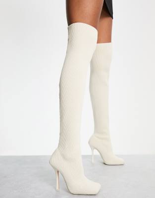 layered stiletto boot white