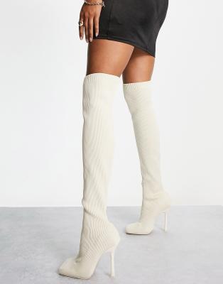 layered stiletto boot white