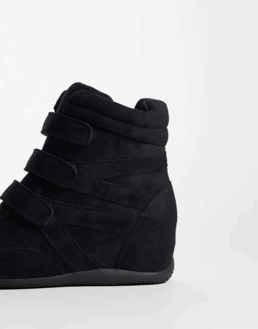 Public Desire Wide Fit - Carmina - Baskets compensées en suédine - Noir, 2 de 5