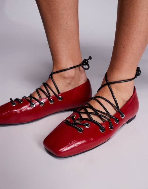 Public Desire Wide Fit - Chaussures à lacets - Rouge cerise, 3 de 4