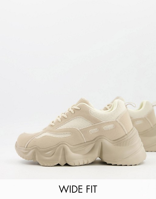 Public Desire Wide Fit chunky trainers in blush