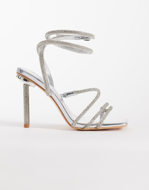 Public Desire Wide Fit Clueless strappy square toe rhinestone heeled sandals - view 1