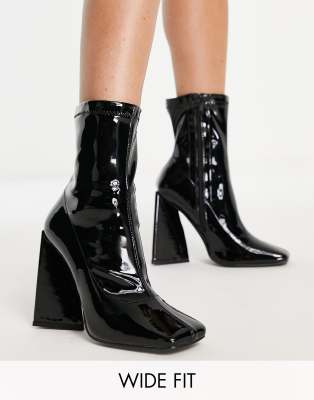 Wide fit patent ankle on sale boots