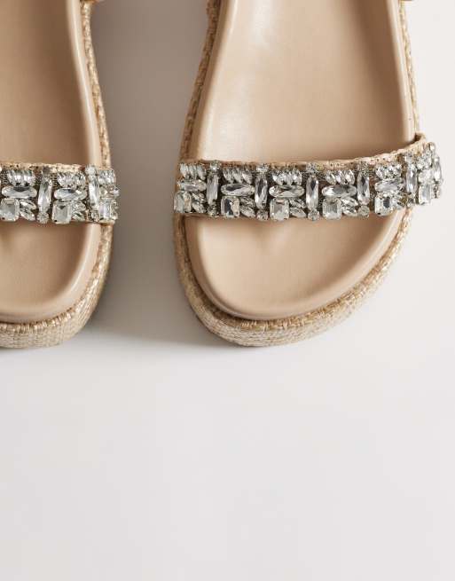 Public Desire Wide Fit Darcy paltform raffia sandals with embellished straps, 2 of 4