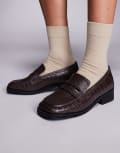 [Public Desire Wide Fit] Public Desire Wide Fit Decaf loafers in brown croc 40 Brown Croc