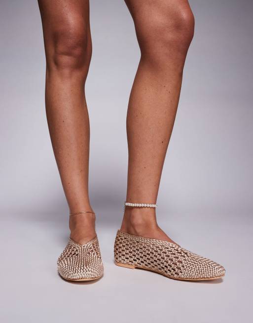 Public Desire Wide Fit Dylan woven ballet flats in cream, 4 of 4