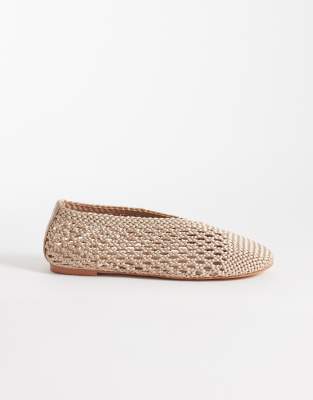 Public Desire Wide Fit Dylan woven ballet flats in cream