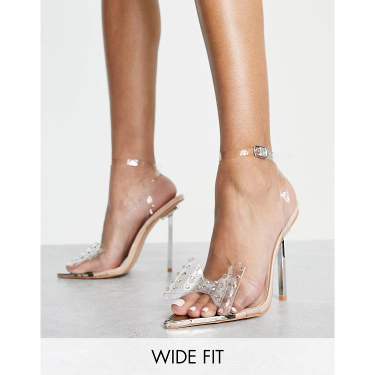 Public Desire Wide Fit Elevate Sandales talon avec n ud