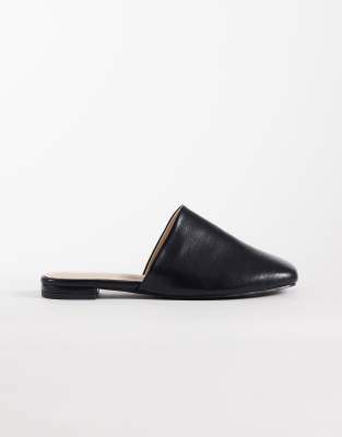 Public Desire Wide Fit Emmi Flat Mules In Black