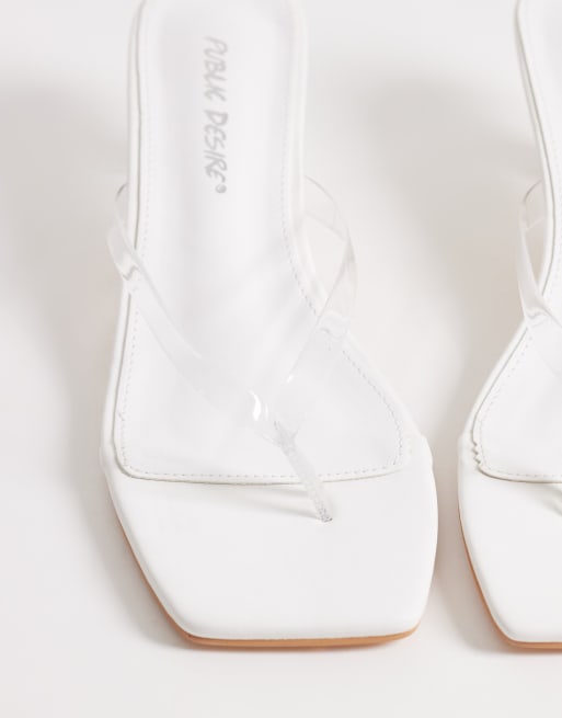 Public Desire Wide Fit - Evermore - Teensandalen met kitten hak in wit , 2 van 4