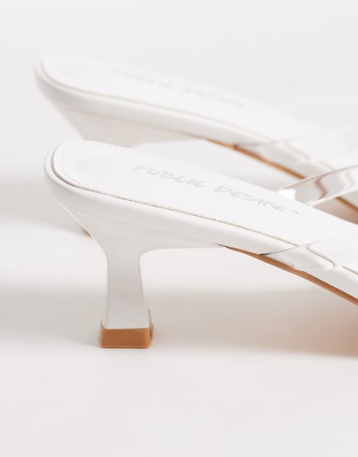 Public Desire Wide Fit - Evermore - Teensandalen met kitten hak in wit , 3 van 4