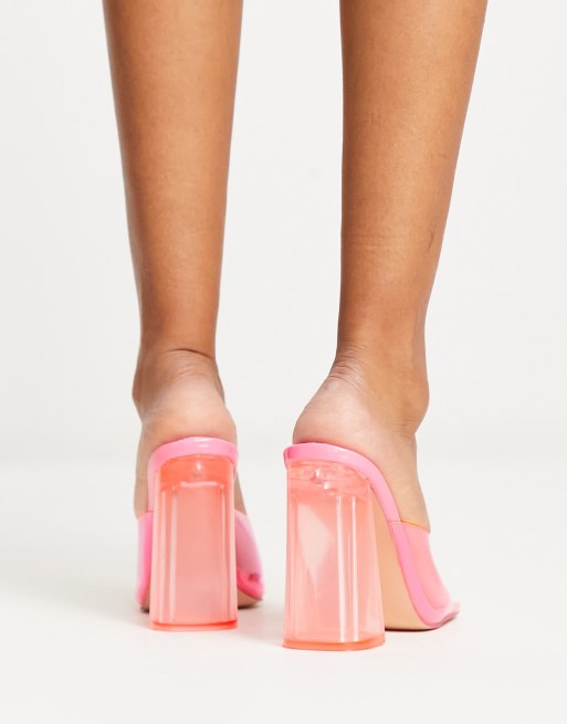 Neon pink perspex store heels