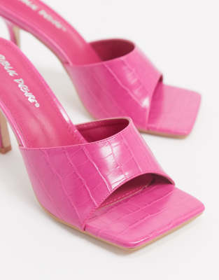 pink high heel crocs
