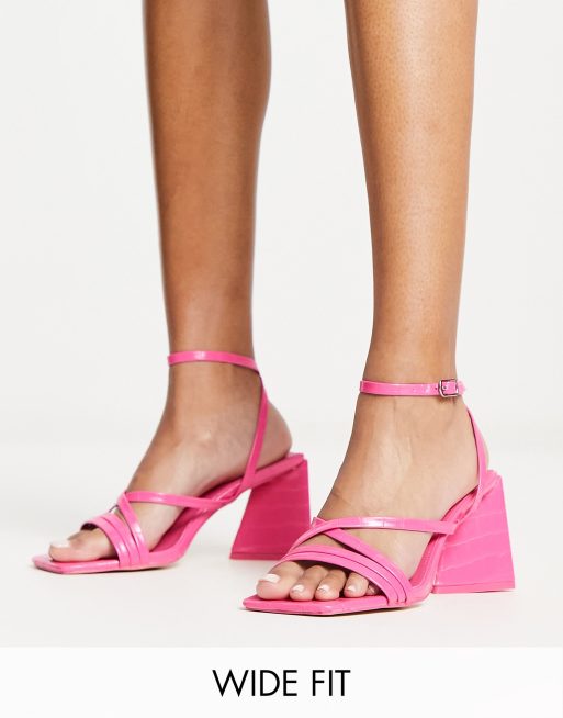 Wide fit pink 2025 block heel sandals