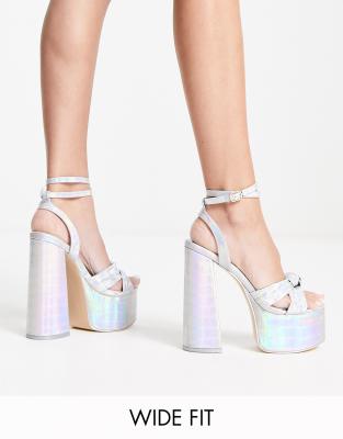 Public Desire Wide Fit Exclusive Leo platform heel sandals in - ASOS Price Checker