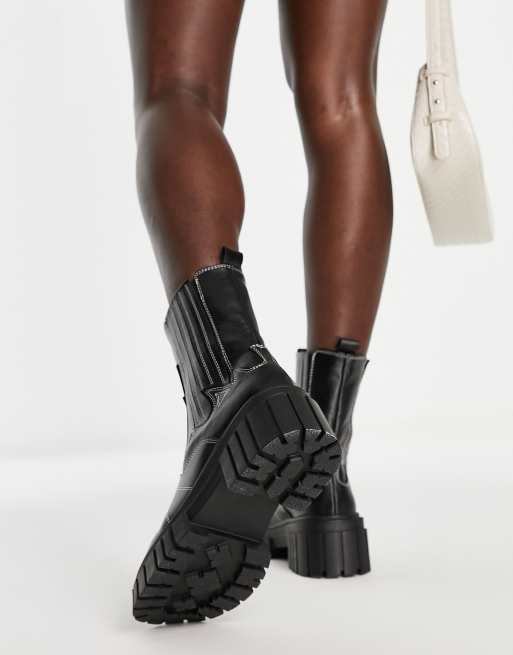 Public Desire Wide Fit Farfetch chunky ankle boots in black, 3 of 4