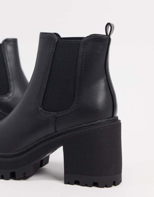 Public Desire Wide Fit Fuzzy chunky heeled ankle boot in black, 2 of 4