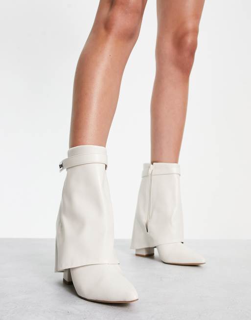 Public Desire Wide Fit - Fyre - Bottes à talon et rabat - Blanc , 2 de 4