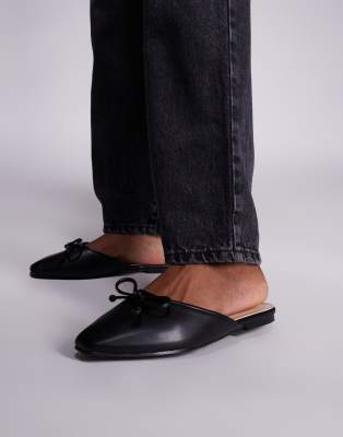 [Public Desire Wide Fit] Public Desire Wide Fit Gio slip on mule flats in black 36 BLACK