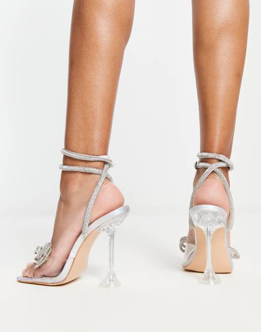 Holographic store strappy heels