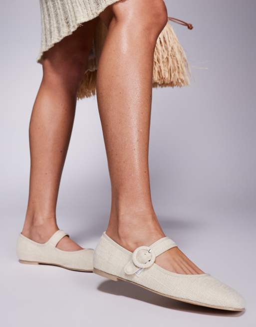 Public Desire Wide Fit - Griffin - Mary Jane ballerina's in naturel