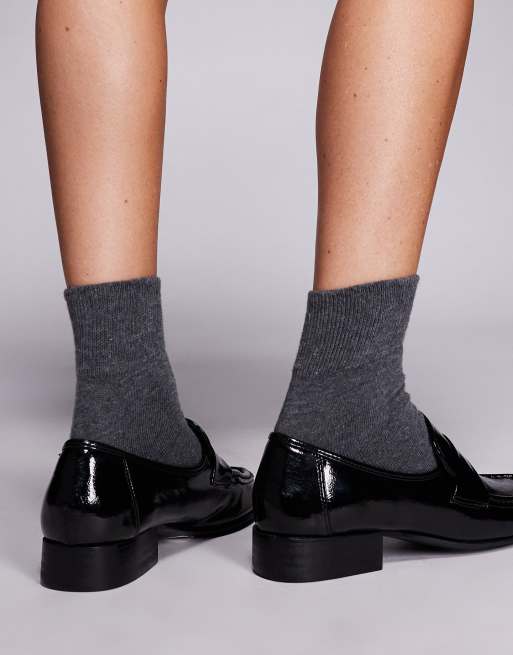 Public Desire Wide Fit Haboo loafers in black croc, 2 of 4
