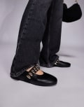 [Public Desire Wide Fit] Public Desire Wide Fit Harmonica ballet flats with hardware detail in black 42 BLACK