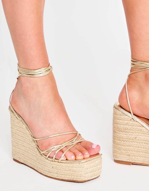 Public Desire Wide Fit Heated wide fit cracked pu lace up jute