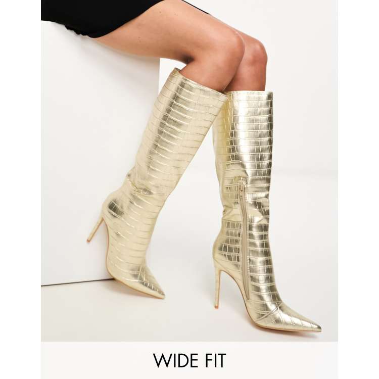 Gold knee best sale high boots