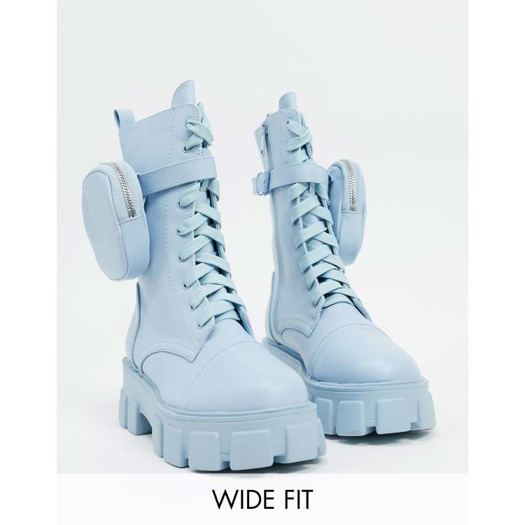 Public Desire Wide Fit Intention chunky ankle boot with pouch in