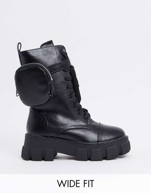 public desire generate chunky sock boots in black croc