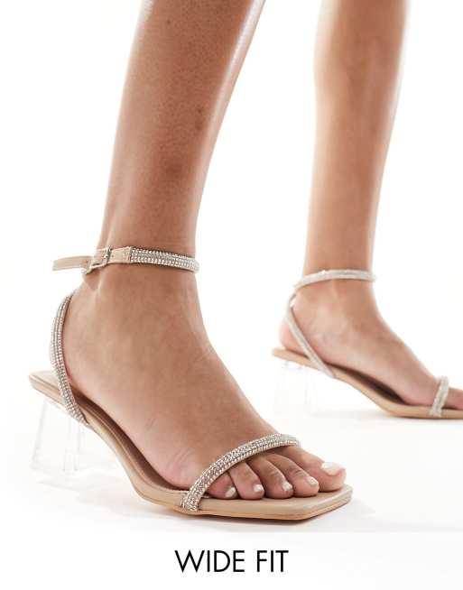 Public Desire Wide Fit – Joselyn – Transparente Sandaletten mit verzierten Riemchen, weite Passform