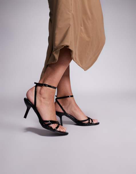 Public Desire Wide Fit Juliette strappy heeled sandals in black - view 1