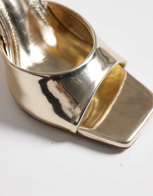 Public Desire Wide Fit June heeled sandals in gold, 2 of 4