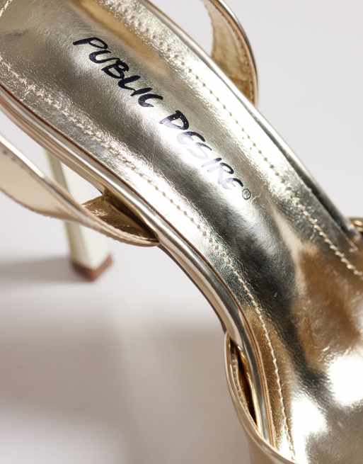 Public Desire Wide Fit June heeled sandals in gold, 4 of 4
