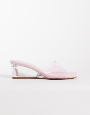 Juno - Sandalen in Rosa mit Keilabsatz, weite Passform Rosa 40