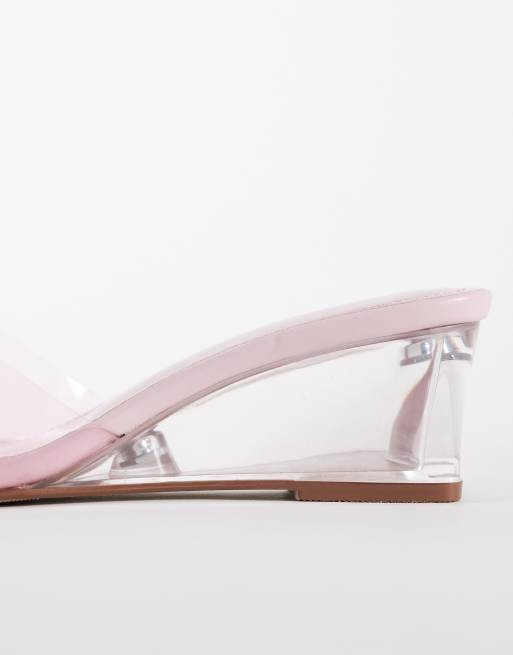 Public Desire Wide Fit - Juno - Sandali con zeppa rosa a pianta larga, 4 di 4