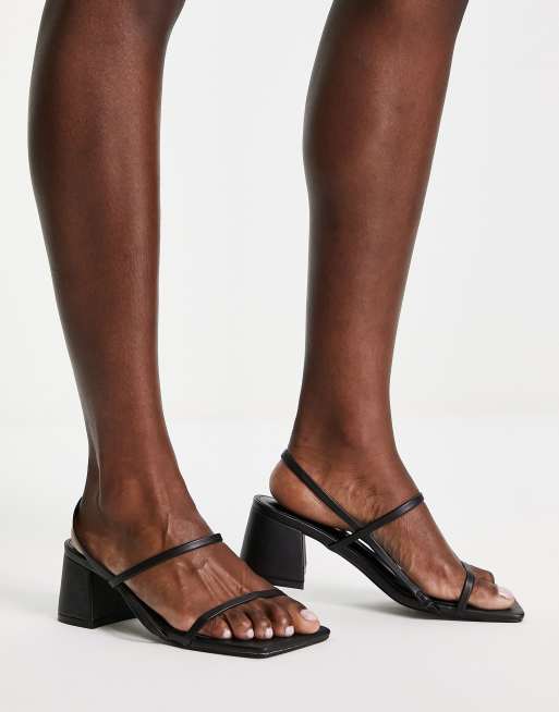 Leather mid heel store sandals