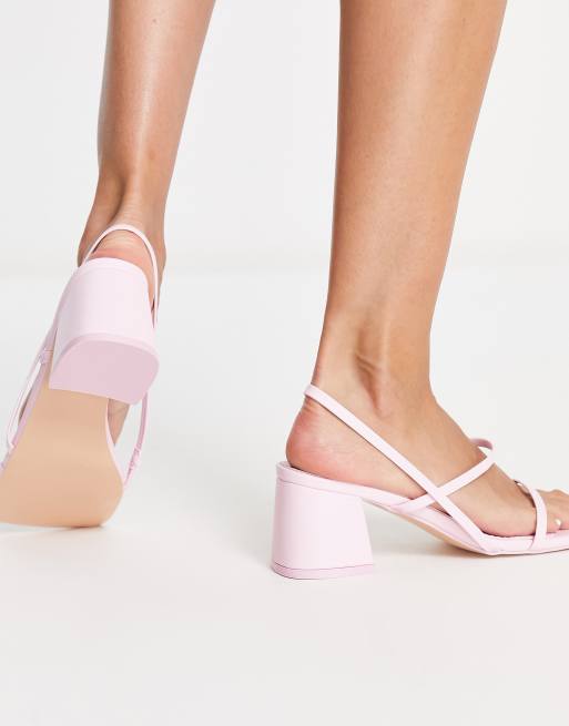 Public Desire Wide Fit Just Realise strappy mid heel sandals in pink pu