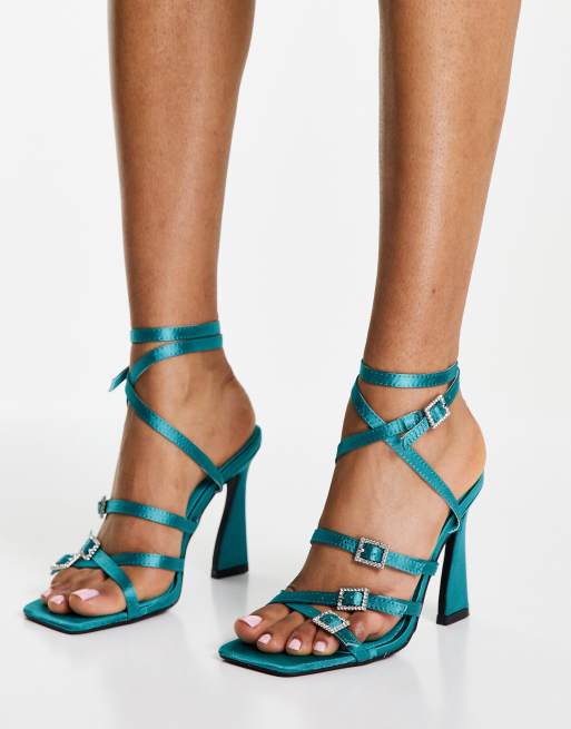 Teal cheap strappy heels